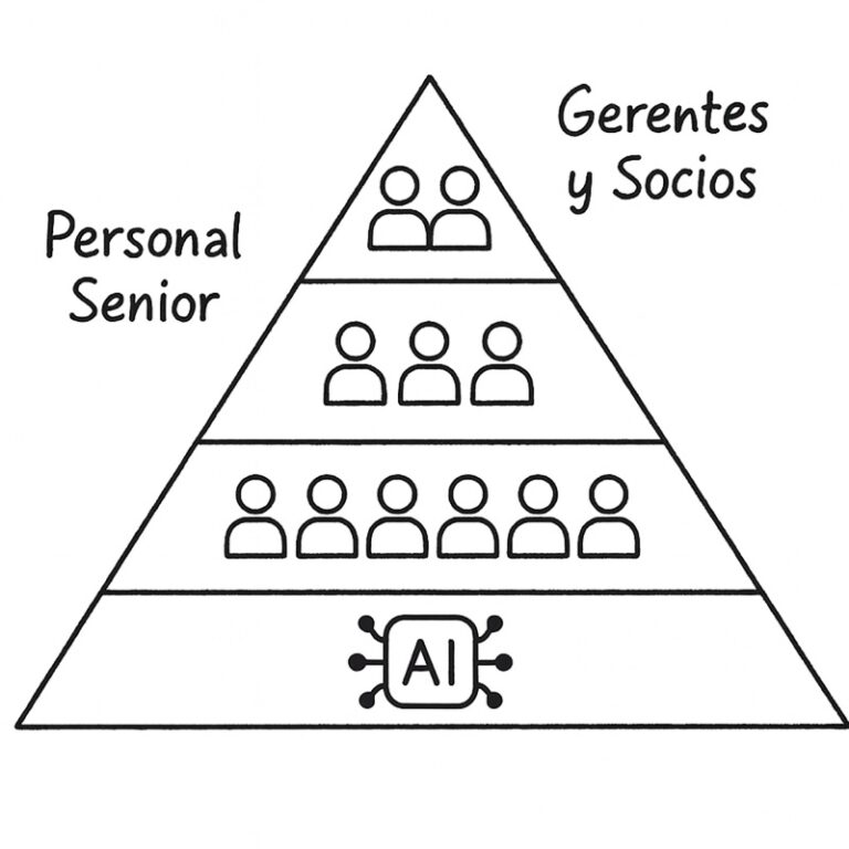 pirámide modificada en la base los junios reemplazados por la IA
